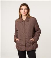 Women's Brown Quilt Cord Collar Coat Blue Vanilla New Look
