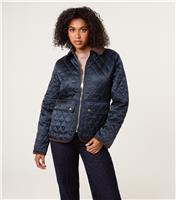 Women's Navy Diamond Quilted Jacket Blue Vanilla New Look