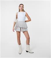 Women's Stone Pleated Asymmetric Mini Skirt Pink Vanilla New Look