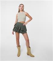 Women's Khaki Pleated Asymmetric Mini Skirt Pink Vanilla New Look