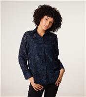 Women's Navy Fluffy Oversized Shirt Blue Vanilla New Look