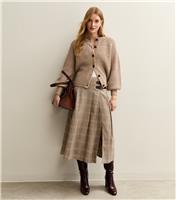 Women's Brown Checked Buckle Trim Midi Skirt New Look