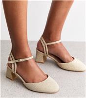 Women's Extra Wide Fit Gold Shimmer Finish Sandals Vegan New Look