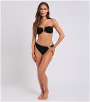 Women's Black Textured O-Ring Bikini Bottoms Urban Bliss New Look