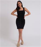 Women's Black Button Front Mini Dress Urban Bliss New Look