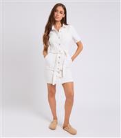 Women's White Twill Shirt Dress Urban Bliss New Look