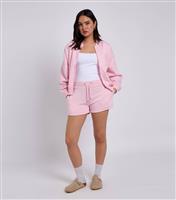Women's Pink Zipped Bomber and Shorts Set Urban Bliss New Look