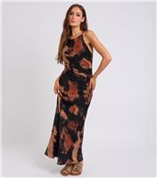Women's Brown Printed High Neck Maxi Dress Urban Bliss New Look