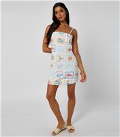 Women's White Postcard Print Mini Dress Urban Bliss New Look