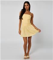Women's Light Yellow Pleated Mini Strappy Dress Urban Bliss New Look