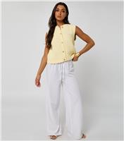 Women's White Wide Leg Elasticated Waist Trousers Urban Bliss New Look