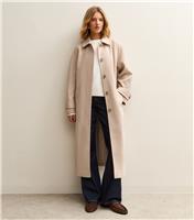 Women's Mink Button Up Belted Coat New Look