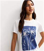 Women's White Foiled Flower Print T-Shirt New Look