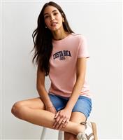 Women's Light Pink Costa Rica Print Relaxed T-Shirt New Look