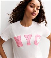 Women's Petite White NYC Print Relaxed T-Shirt New Look