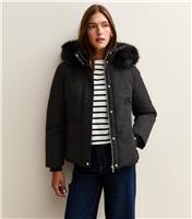 Women's Black Premium Hooded Puffer Jacket New Look