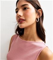 Women's Pink Ribbed Slash Neck Vest Top New Look