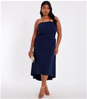 Women's Plus Size Navy Bandeau Midi Dress Curves Quiz New Look