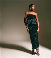 Women's Black Velvet Sequin Embellished Midi Skirt New Look