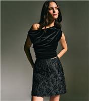 Women's Black Floral Jacquard Sparkle Mini Skirt New Look