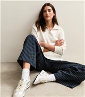 Women's Blue Pinstripe Wide Leg Trouser New Look