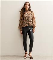 Women's Petite Black Faux Leather Leggings New Look