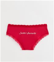 Women's Red Lace Trim Brazilian Briefs New Look