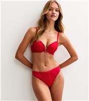 Women's Red Lace Trimmed Sequin Embellished Thong New Look