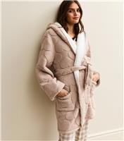 Women's Mink Heart Pattern Hooded Dressing Gown New Look
