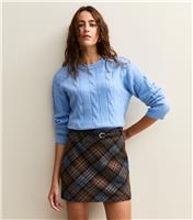 Women's Brown Brushed Check Mini Skirt New Look