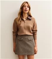 Women's Brown Check Pattern A-line Mini Skirt New Look