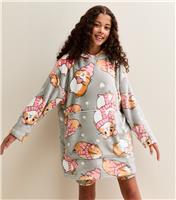 Girls' Grey Maise Hamster Print Oversized Hoodie New Look