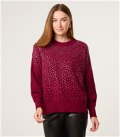 Women's Light Burgundy Diamant Embellished Jumper Blue Vanilla New Look