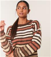 Women's Brown Striped Jumper Blue Vanilla New Look