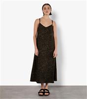 Women's Khaki Animal Print Crepe Dress Apricot New Look