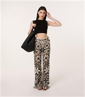 Women's Cream Floral Crochet Trousers Pink Vanilla New Look