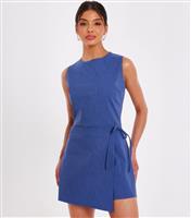Women's Blue Wrap Playsuit Quiz New Look