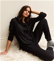 Women's Black Brushed Rib Tapered Trousers New Look