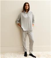 Women's Grey Marl Brushed Rib Tapered Trousers New Look