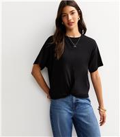 Women's Black Twist Front T-Shirt New Look
