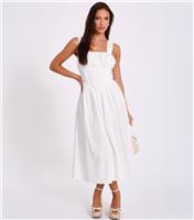 Women's White Corset Detail Midi Dress Quiz New Look