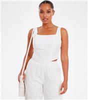 Women's White Woven Crop Top Quiz New Look
