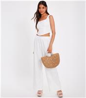 Women's White Textured Palazzo Trousers Quiz New Look