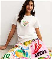 Women's White Papaya Print Relaxed Fit T-Shirt New Look