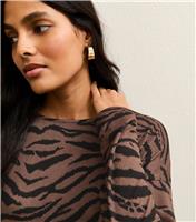 Women's Brown Soft Touch Tiger Print Top New Look