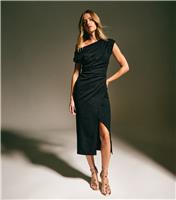 Women's Black Sparkle Off The Shoulder Midi Dress New Look