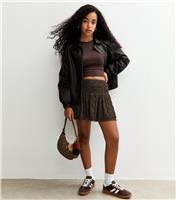 Girls' Dark Brown Lace Rara Skirt New Look