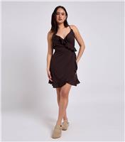 Women's Brown Frill Trim Cami Tea Dress Urban Bliss New Look