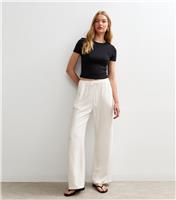 Women's White Soft Touch Wide Leg Trousers New Look