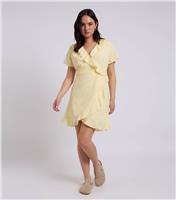 Women's Light Yellow Frill Trim Mini Tea Dress Urban Bliss New Look